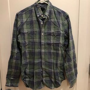 Blue and green men’s plaid shirt by J. Crew
